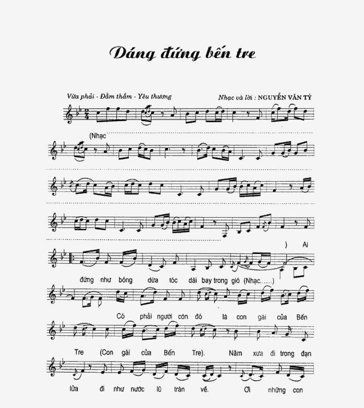 Sheet nhạc Dáng Đứng Bến Tre